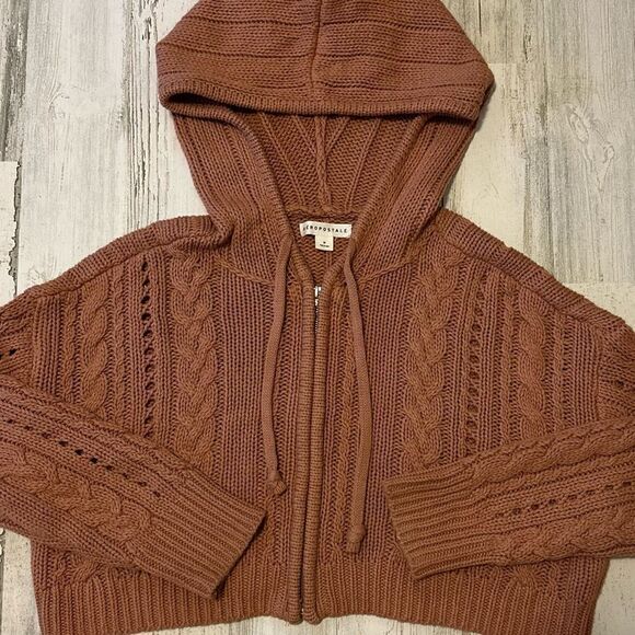 Aeropostale Knit Cropped Hooded Sweater - Picture 3 of 5